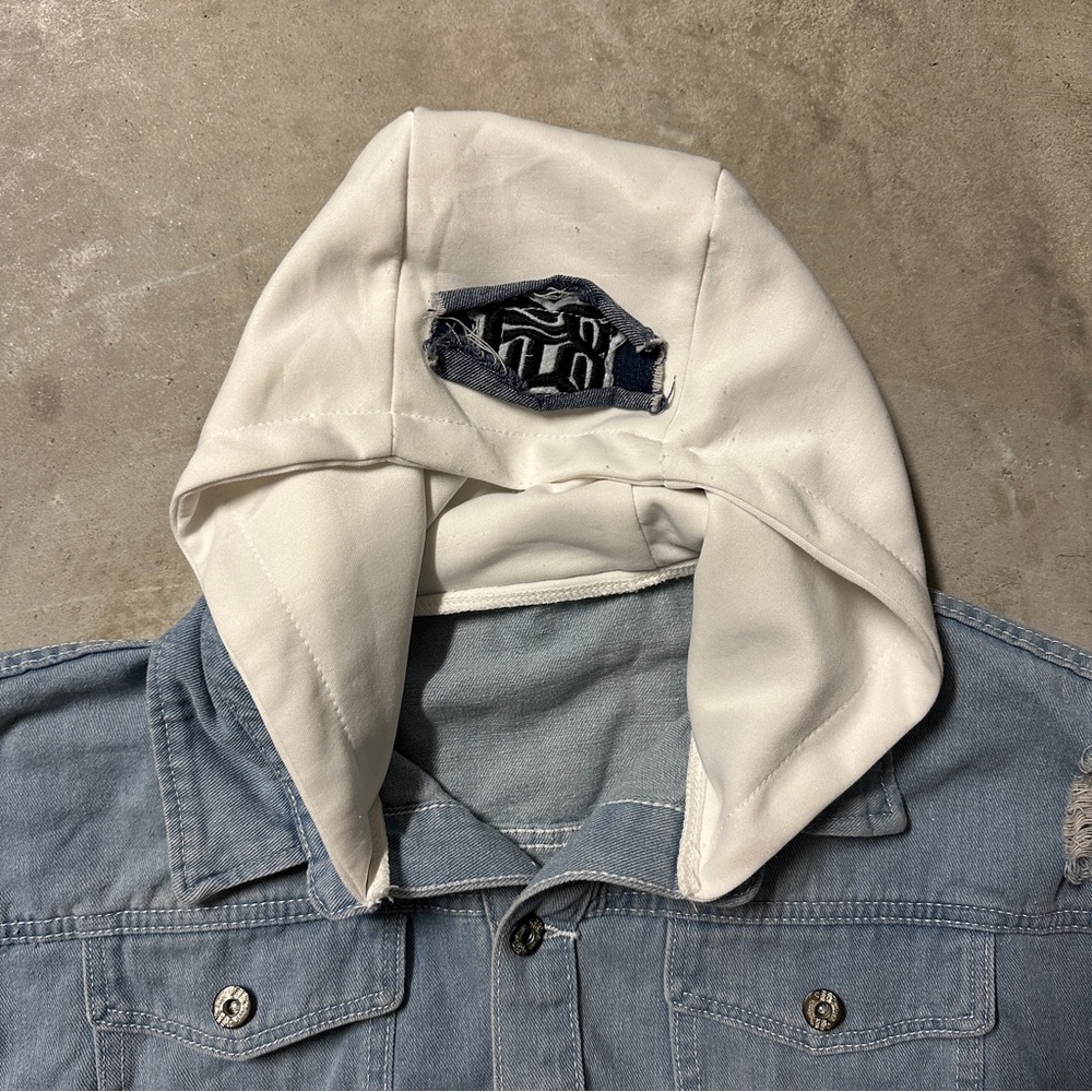 Hoodie Denim Jacket Sweatshirt - Picture 3 of 15